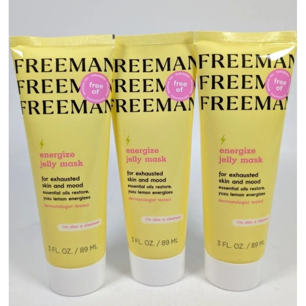 Freeman Energize Jelly Mask & Cleanser 3‎ Pack 3 fl oz For Exhausted Skin & Mood